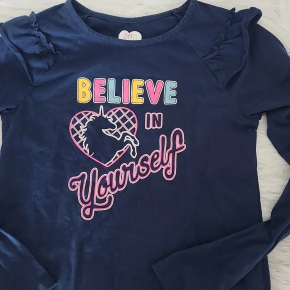 Big girls mustard pants and 2 navy blue Tops set - Picture 5 of 10